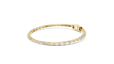 Baguette Moissanite Link Bracelet in yellow 925 sterling silver, view 2