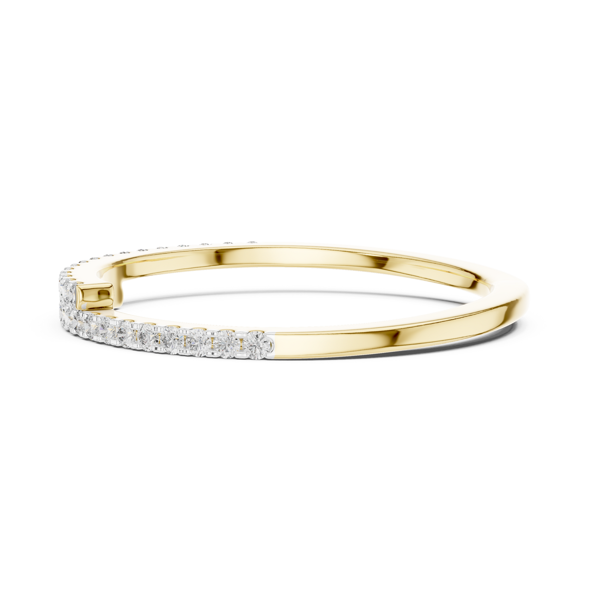 Open Bypass Pavé Moissanite Band in yellow 925 sterling silver, view 3