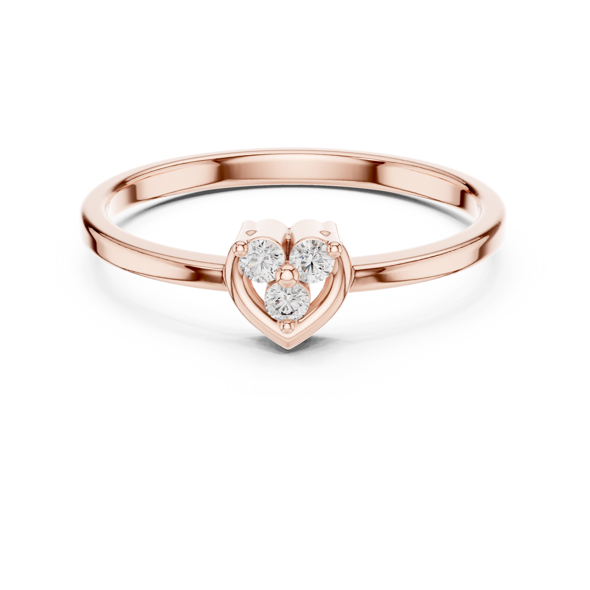 Open Heart Cluster Moissanite Ring in rose 925 sterling silver, view 4