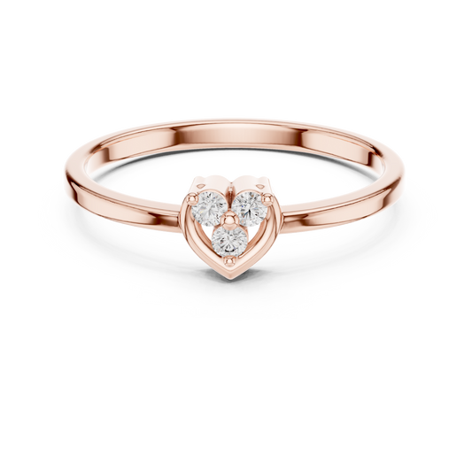 Open Heart Cluster Moissanite Ring in rose 925 sterling silver, view 4
