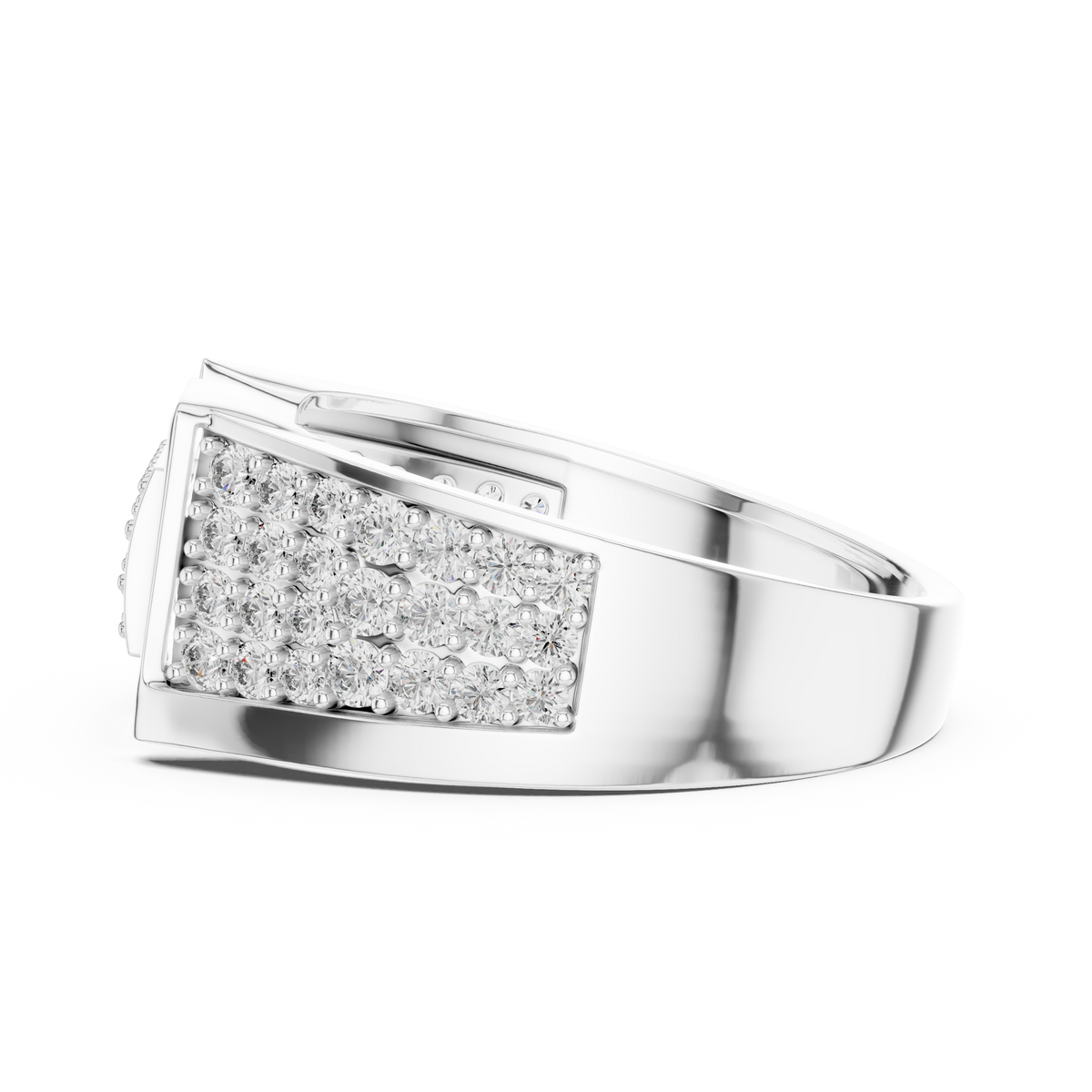 Geometric Pavé Panel Moissanite Statement Band in white 925 sterling silver, view 3