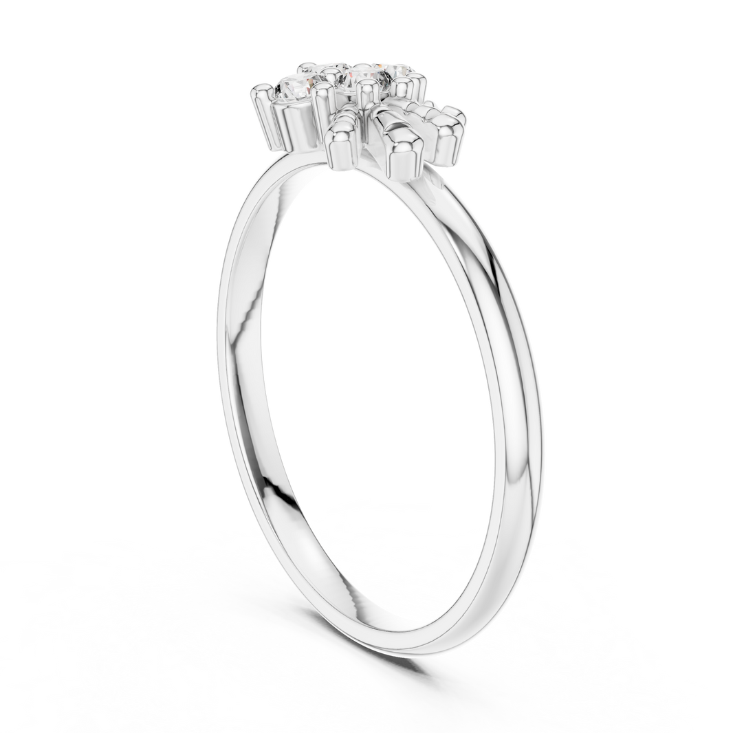 Petite Cluster Spray Moissanite Ring in white 925 sterling silver, view 1