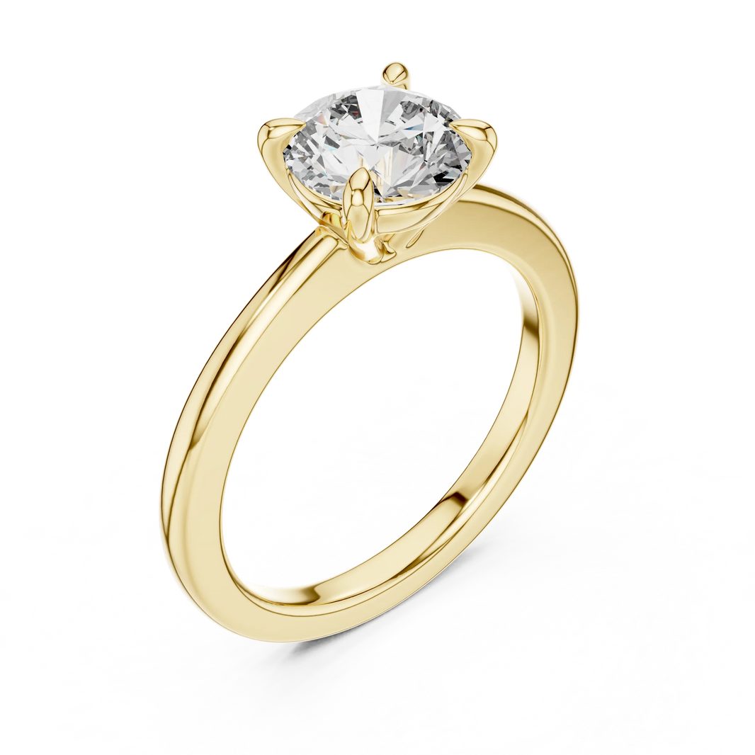 Round Solitaire Moissanite Engagement Ring in yellow 925 sterling silver, view 2