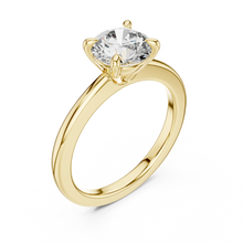 Round Solitaire Moissanite Engagement Ring in yellow 925 sterling silver, view 2