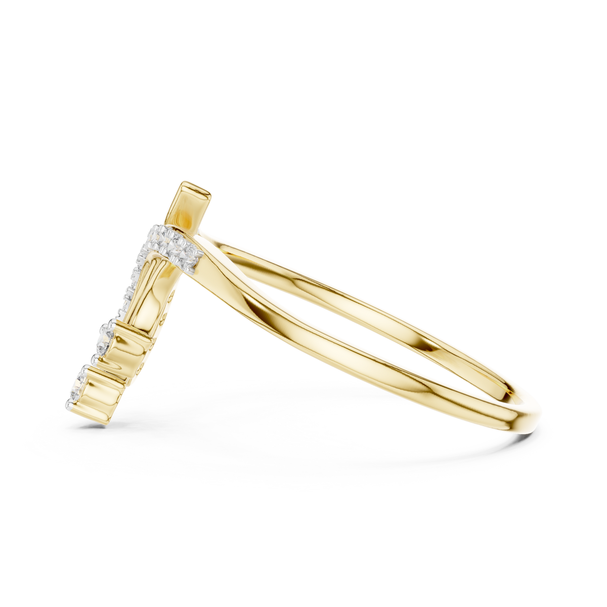 Shooting Star Spray Moissanite Ring in yellow 925 sterling silver, view 3