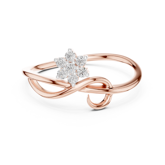 Flower Cluster Infinity Swirl Moissanite Ring in rose 925 sterling silver, view 4