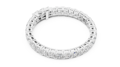 Princess Cut Moissanite Tennis Bracelet in white 925 sterling silver, view 3