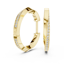 Moissanite twisted pave hoop earrings in yellow 925 sterling silver, bold, view 1