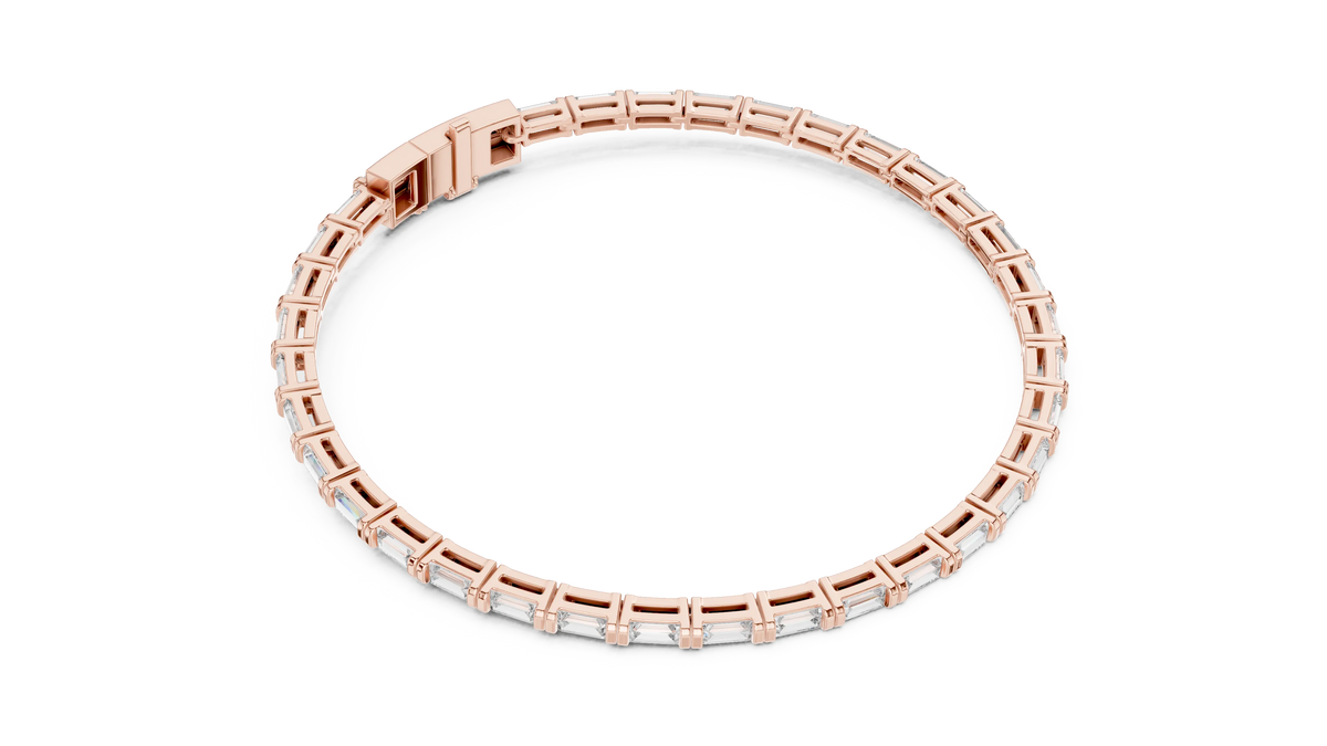 Baguette Moissanite Link Bracelet in rose 925 sterling silver, view 3