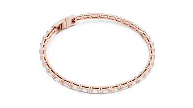 Baguette Moissanite Link Bracelet in rose 925 sterling silver, view 3