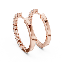 Moissanite bar set hoop earrings in rose 925 sterling silver, view 3