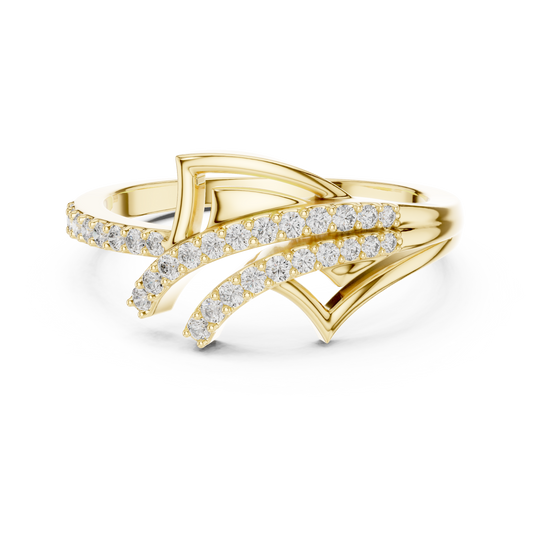 Pavé Wing Crossover Moissanite Ring in yellow 925 sterling silver, view 4