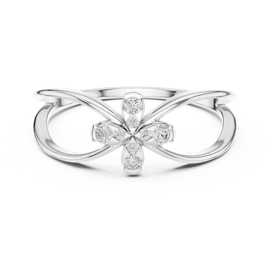 Infinity Flower Moissanite Ring in white 925 sterling silver, view 4