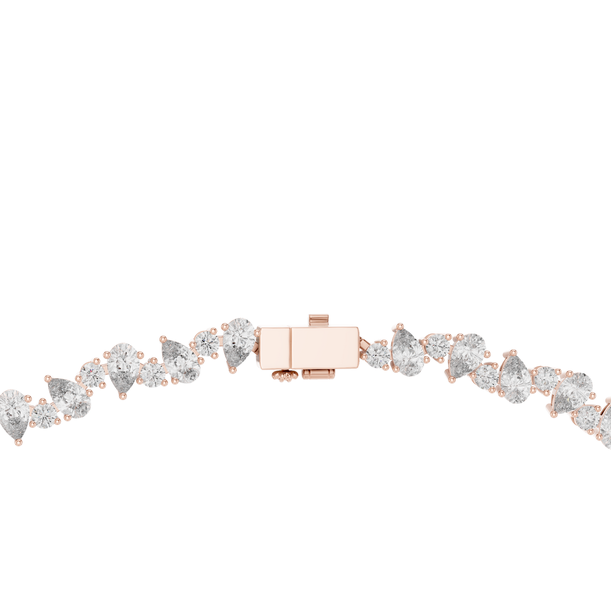 Pear and Round Tennis Necklace in rose 925 sterling silver, view 4