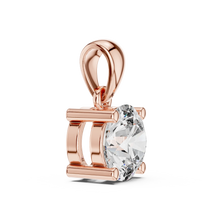 Round Solitaire Moissanite Pendant in rose 925 sterling silver, view 3