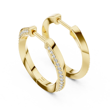 Moissanite twisted pave hoop earrings in yellow 925 sterling silver, bold, view 2