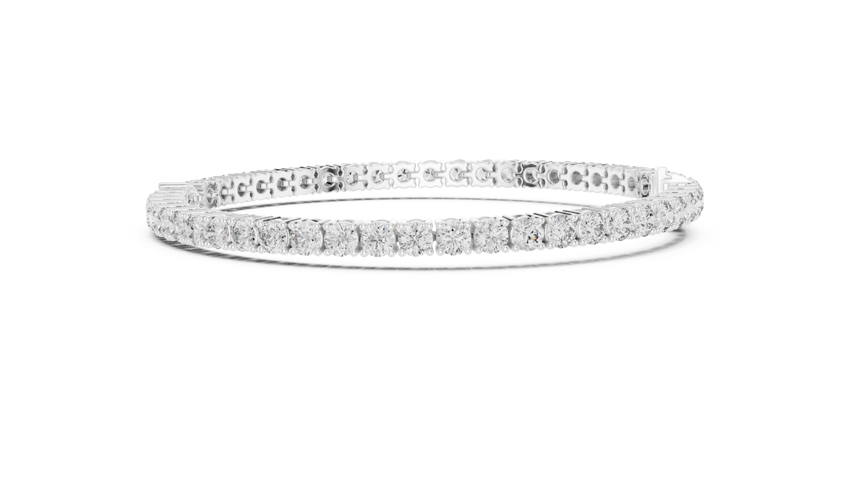 Pear Centre Round Moissanite Tennis Bracelet in white 925 sterling silver, view 4