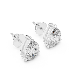 Pear moissanite stud earrings in white 925 sterling silver, view 2