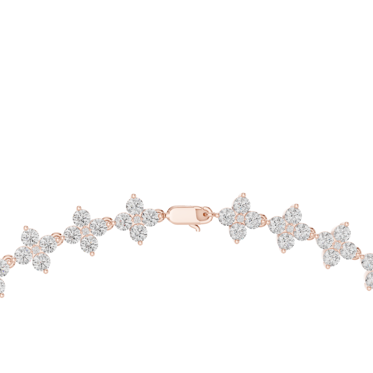Flower Cluster Link Necklace in rose 925 sterling silver, view 4
