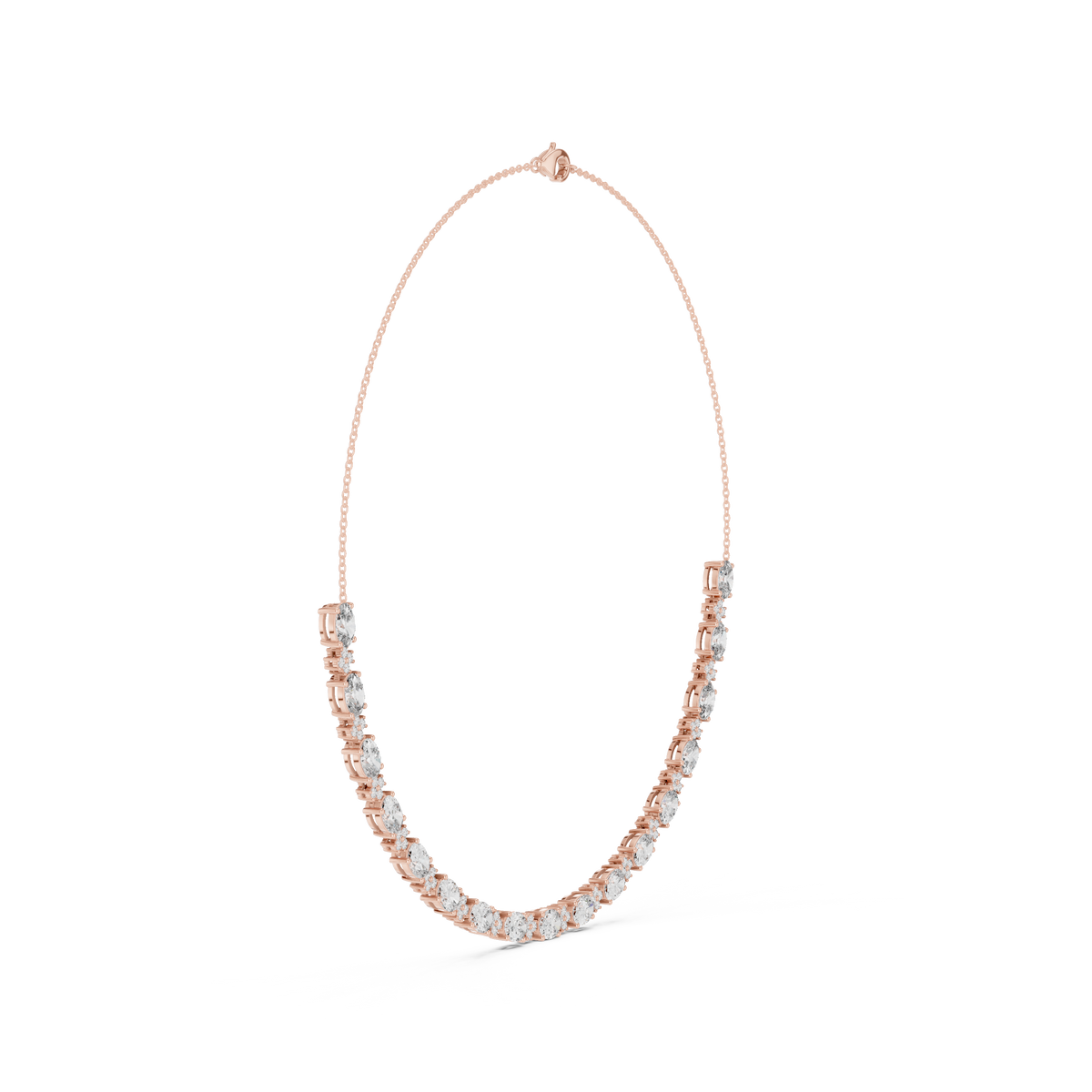 Oval Station Necklace in rose 925 sterling silver, view 3