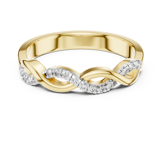 Pavé Twisted Infinity Moissanite Band in yellow 925 sterling silver, view 4