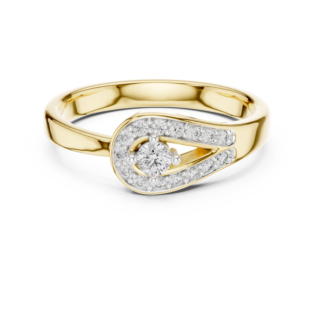Pavé Teardrop Loop Moissanite Ring in yellow 925 sterling silver, view 4