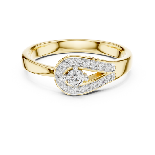 Pavé Teardrop Loop Moissanite Ring in yellow 925 sterling silver, view 4