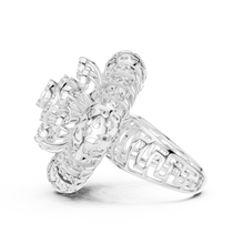 Flower Cluster Moissanite Cocktail Ring in white 925 sterling silver, view 3