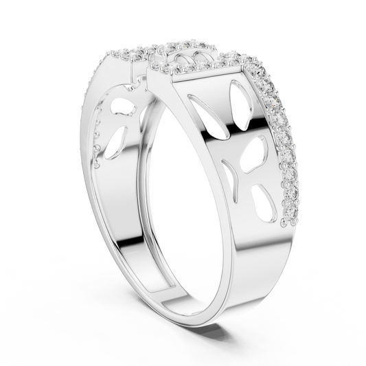 Geometric Bracket Pavé Openwork Moissanite Band in white 925 sterling silver, view 1