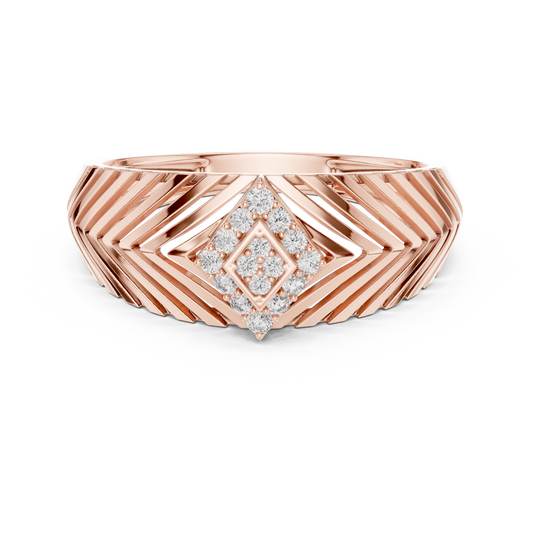 Chevron Rhombus Cluster Moissanite Ring in rose 925 sterling silver, view 4