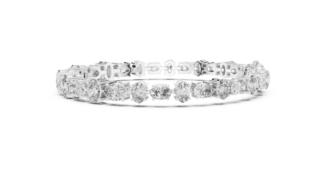 Oval Moissanite Tennis Bracelet in white 925 sterling silver, view 4