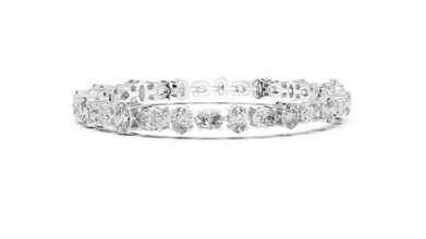 Oval Moissanite Tennis Bracelet in white 925 sterling silver, view 4
