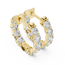 Moissanite inside out hoop earrings in yellow 925 sterling silver, view 2