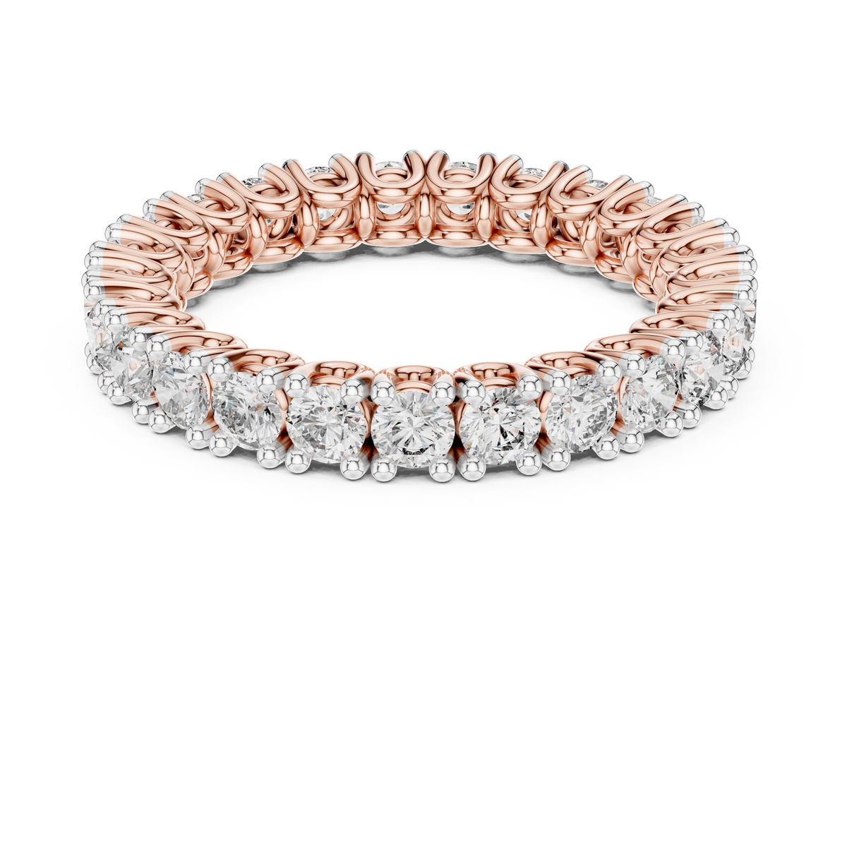 Full Eternity Moissanite Band in rose 925 sterling silver, view 4