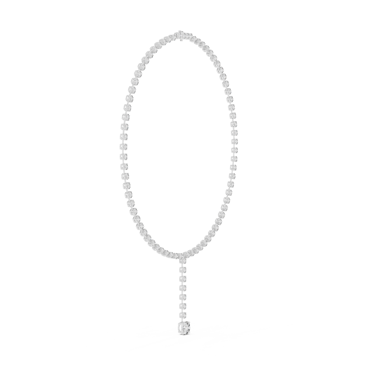 Round Tennis Y Necklace with Round Drop in white 925 sterling silver, view 3