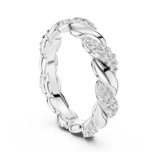 Twisted Rope Pavé Moissanite Eternity Band in white 925 sterling silver, view 1