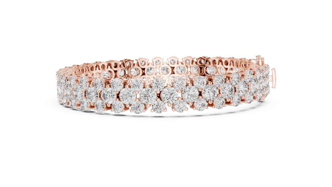 Round Cluster Moissanite Statement Bracelet in rose 925 sterling silver, view 4