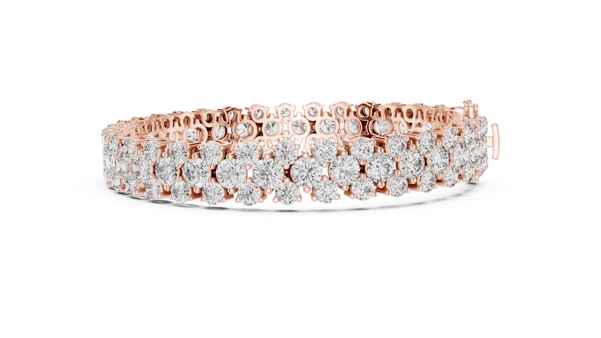 Round Cluster Moissanite Statement Bracelet in rose 925 sterling silver, view 4