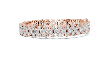 Round Cluster Moissanite Statement Bracelet in rose 925 sterling silver, view 4