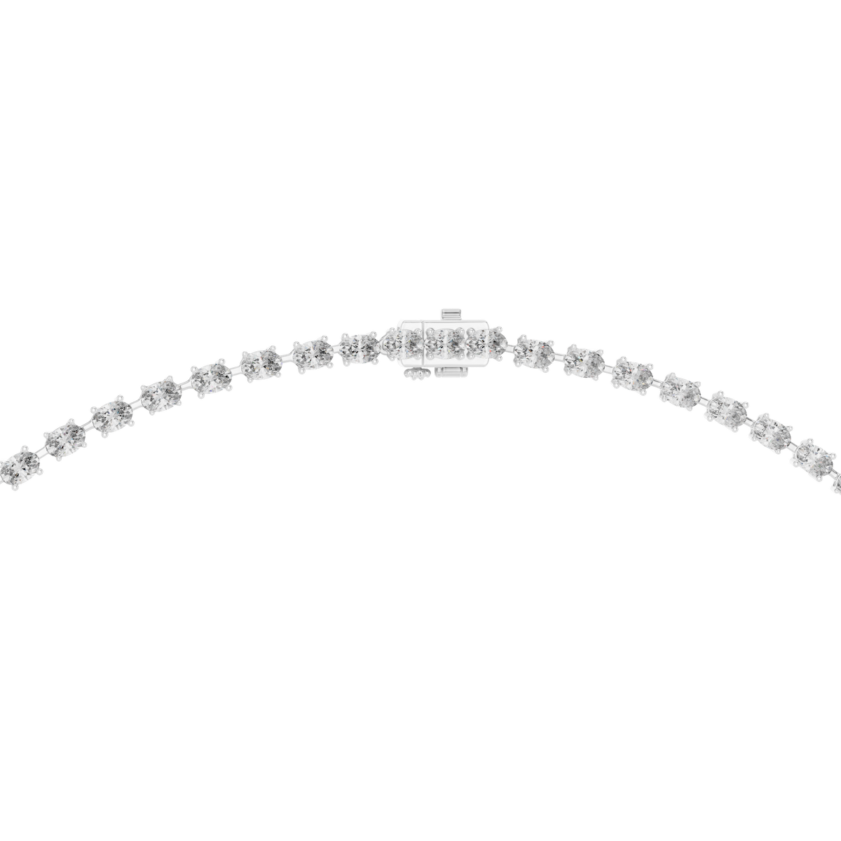 Graduated Oval Y Necklace in white 925 sterling silver, view 4