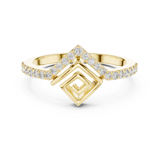 Pavé Chevron Square Spiral Moissanite Ring in yellow 925 sterling silver, view 4