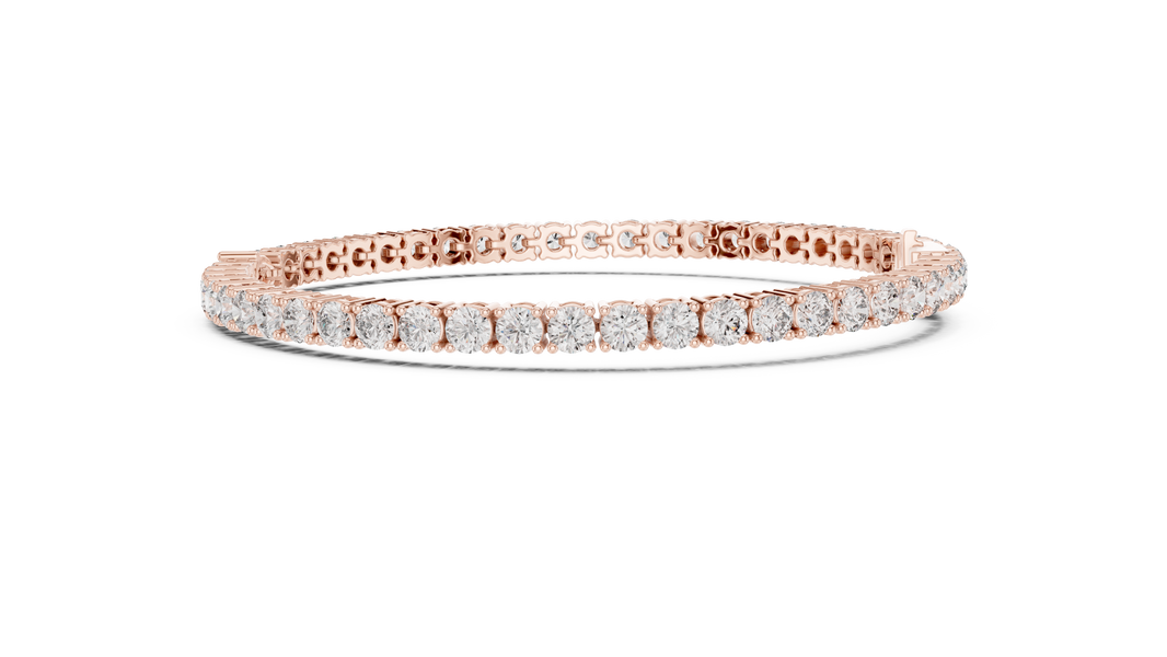 Pear Centre Round Moissanite Tennis Bracelet in rose 925 sterling silver, view 4