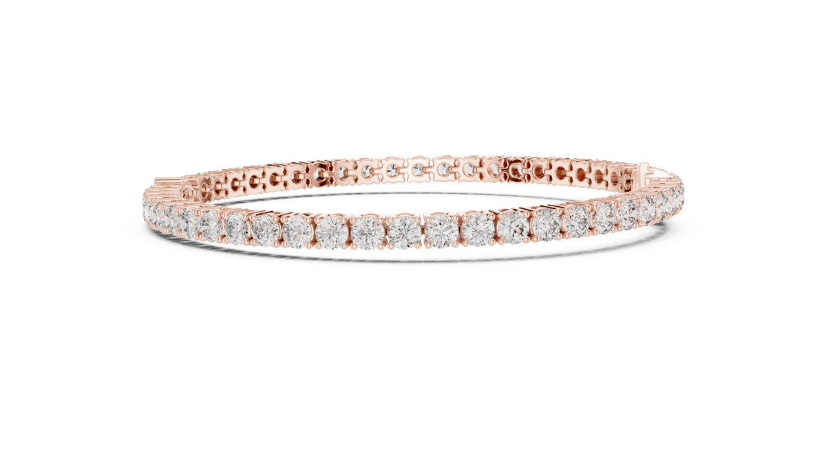 Pear Centre Round Moissanite Tennis Bracelet in rose 925 sterling silver, view 4