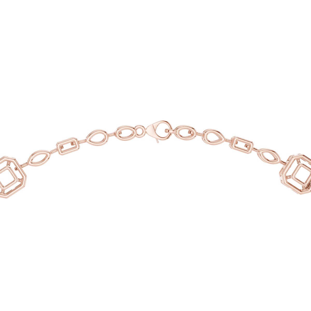 Halo Emerald Station Y Drop Necklace in rose 925 sterling silver, view 4