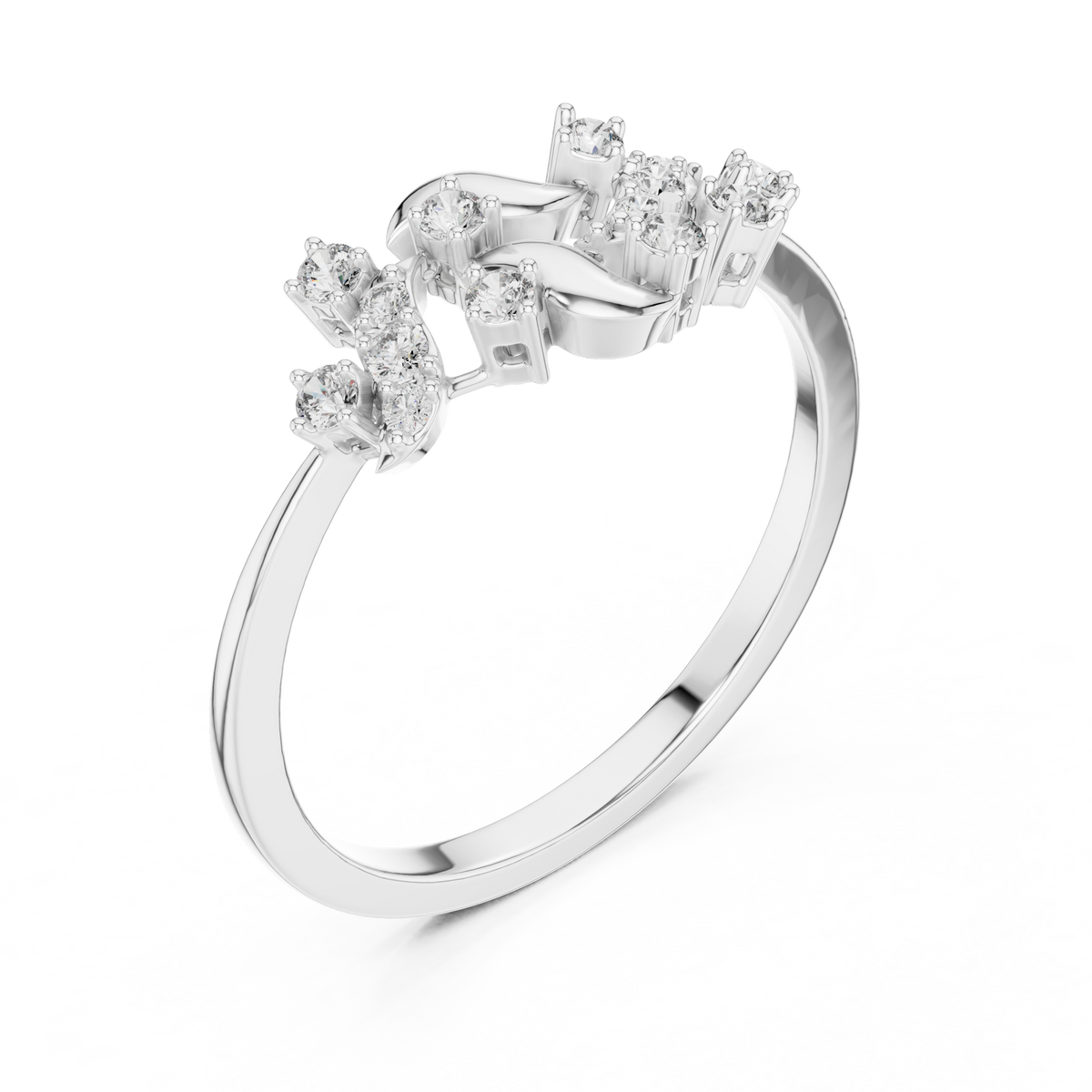 Twisted Vine Moissanite Fashion Ring in white 925 sterling silver, view 2
