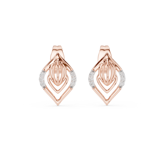 Moissanite Open Leaf Stud Earrings in rose 925 sterling silver, view 4