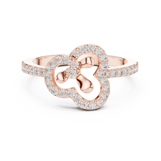 Pavé Clover Outline Moissanite Ring in rose 925 sterling silver, view 4