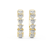 Heart moissanite huggie hoop earrings in yellow 925 sterling silver, view 4