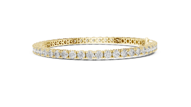 Round Four Prong Moissanite Tennis Bracelet in yellow 925 sterling silver, view 4