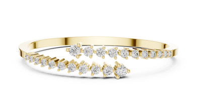 Graduated Round Moissanite Bypass Bangle in yellow 925 sterling silver, view 1
